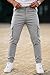 GINGTTO Cargo Pants for Men Slim Fit Grey Stretch Cargo Joggers Men with Pockets Elastic Waist Heavy Weight 38