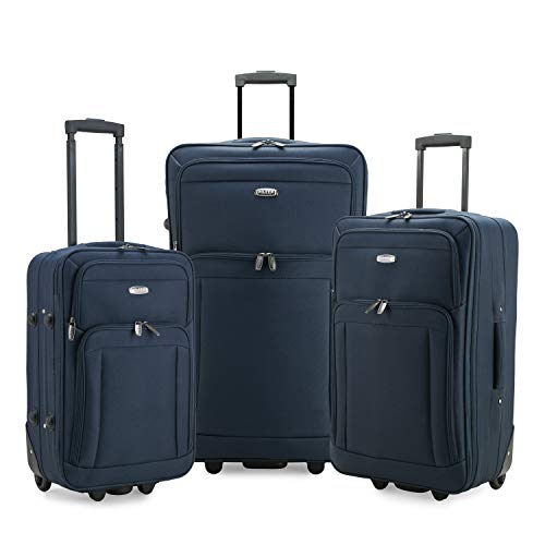 Elite Luggage Softside Rolling Luggage, Navy, 3-Piece Set (20/24/28)