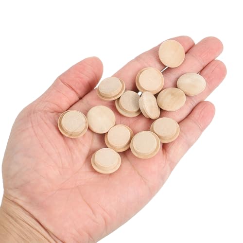 Image of uxcell 80Pcs Wood Button Plugs, 15mm /0.59 inch Hardwood Screw Hole Plug Mushroom Wooden Caps Buttons Wood Plug for Furniture Woodworking Craft Decor (20mm x 15mm)