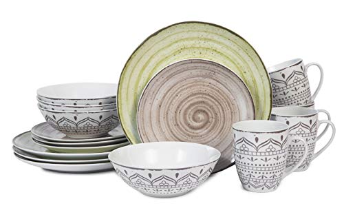 16-Pieces Dinnerware Set Kitchen Porcelain Plates Dishes Bowls Mugs Service for 4