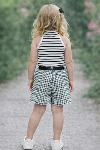Image of Girl's Solid Cotton Blend Style Top and Shorts Set