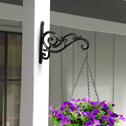 Image of GHAR DWAR Metal Wall Hook Hanging Plant Bracket Decorative Straight Plant Hanger for Pots, Bird Feeders, Planters, Lanterns, Macrame, Wind Chimes Indoor Outdoor (Pack of 1, Black)