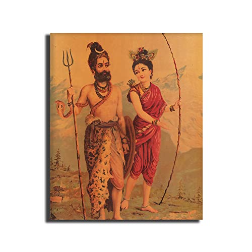 Image of Sikhash Raja Ravi Varma Canvas Painting Classic Art, Indian Art, Famous Artist, Wall Painting for Living Room, Bedroom, Office, Unframed, Multicolor Fabric Size - 12x10 inches (30x25 cms, Kirat Billi)