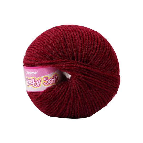 Image of Vardhman BabySoft Knitting Yarn | 100% Acrylic Wool | 4 Ply | Thin Knitting & Crocheting Hook Thread & Lightweight | Special Baby Wool | 150 Grams (6 Balls of 25g) | Machine Washable | Ideal for Blankets, Hats, Booties Ultra-Soft for Baby Sweaters, Blankets, Caps, Socks, Soft toys, Art & craft (Maroon 20 + Black 21)