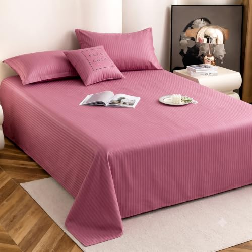 Image of Satin Striped Glace Cotton Double bedsheet with 2 Pillow Cover | Soft & Smooth Finish | Double Bed bedsheet 90 x 90 Inch | Pillow Cover 18 x 28 Inch | Breathable, Fade Resistant