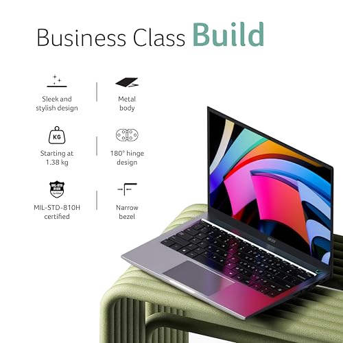 Image of acer Intel Core Ultra 5 125H Processor, 16GB DDR5 RAM, 512 GB SSD, Full HD IPS, 14 inch /35.56 cm, Windows 11 Home, Silver, 1.38 kg, TL44-53M, Backlit KB, Fingerprint Reader, TravelLite Business Laptop