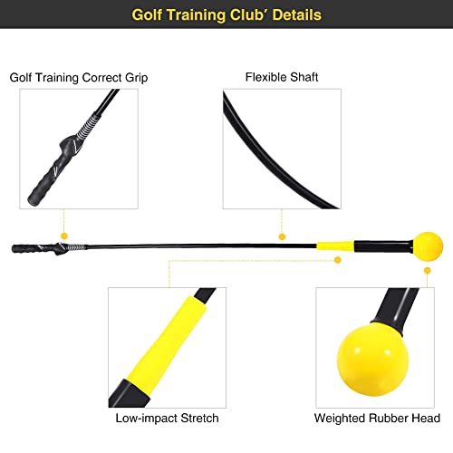Lineslife Golf Swing Trainer Aid, Flexible Weighted Golf Practice Equipment Warm-Up Stick For Indoor, 40" In Length, Yellow #TOP2