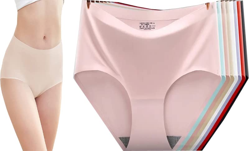 Image of Women's Premium Seamless Hipster Underwear Ice Silk Panty No Show Thong Panties Cotton Invisibles Briefs Soft Stretch Bikini Underwears Women Combo and Girls