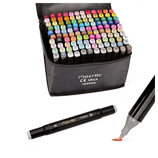 Rotuladores alcohol Marcadores permanente 121 colores marcadores artísticos Doble Punta Pincel y Cincel Alcohol de Marker, bolígrafo profesional de doble punta, permanente para adultos y niños