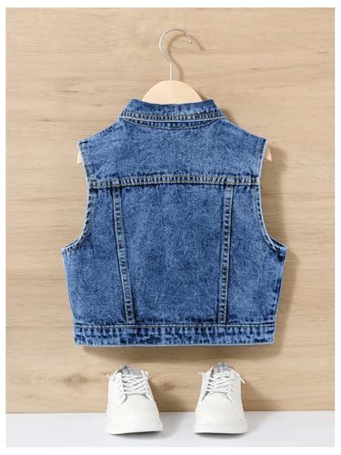 Image of SweatyRocks Girl's Denim Vest Button Down Sleeveless Jean Jacket Outerwear with Pockets