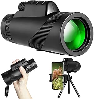 Monocular Telescope High Power, 12x50 Monoculars for Adults, Handheld Telescope with Smartphone Holder & Adjustable Tripod, for Bird Watching Hunting Camping Travelling Wildlife