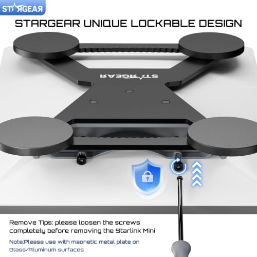 Image of Starlink Mini Mount, Magnetic with 200lbs Heavy Duty Magnet Bases, Starlink Mini Accessories Lockable Starlink Mount for RV, Car, Boat, Truck Aluminum Alloy