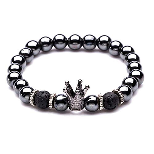 Pierre naturelle bracelet couronne de zircon noir et pierres noires de créateur