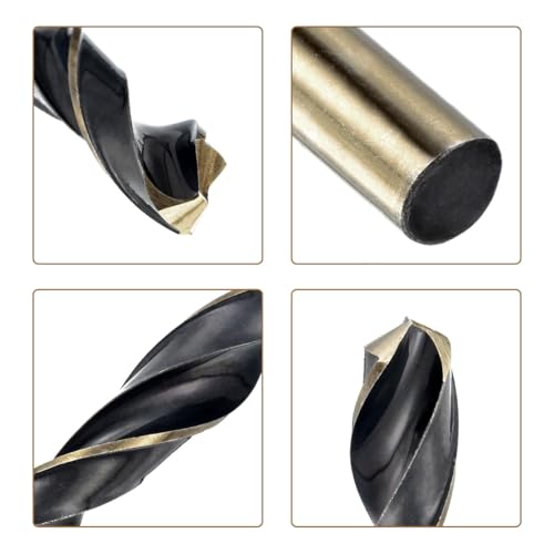Miniatura 4 de Quarkzman Juego De Brocas En Espiral De 8,5 Mm, Longitud 117 Mm, Oro Titanio Y Nitruro Negro, Broca Hss4341 Con Vástago Recto De 8,5 Mm Para Acero Inoxidable, Metal, Madera, 4 Unidades
