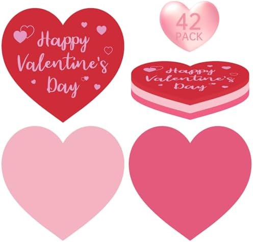 42 Pack Happy Valentines Napkins - Valentine Day Heart Napkin, Red Pink Heart Shape Disposable Luncheon Dinner Paper Napkins Set for Valentines Day Party Supplies Favors Table Decorations, 3 Styles