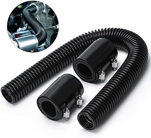 Hypertune Universal 24" Stainless Steel Radiator Flexible Coolant Water Hose Kit W/ Cap Clamp Black
