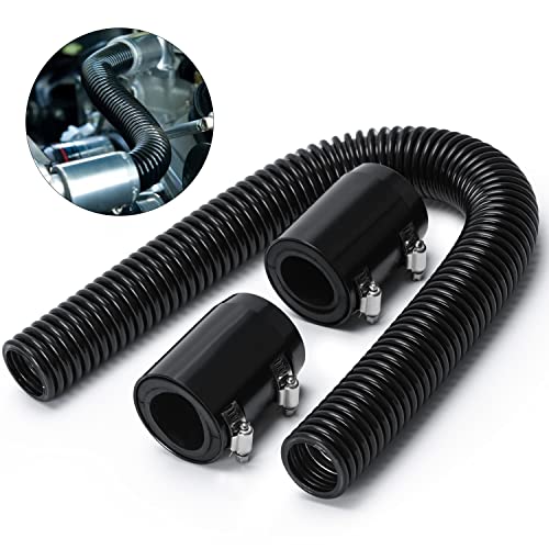 Hypertune 24' Stainless Steel Radiator Flexible Coolant Water Hose Kit W/Cap Clamp Black