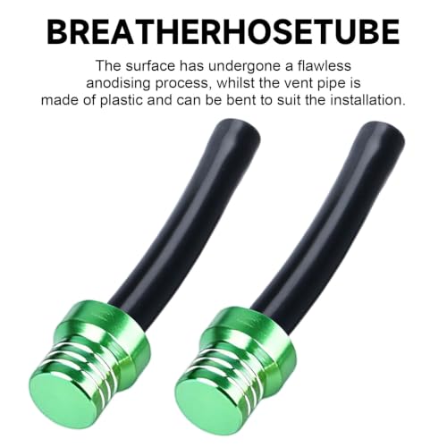 Image of 2pcs Motorcycle Breather Hose Gas Fuel Tank Cap Vent, Green | Motorcycle Gas Cap Vent Hose Tube,Aluminum Universal Breathing Tube Fits Off-Road Motorcycles ATVs /Pit Dirt Motorcycle Bike