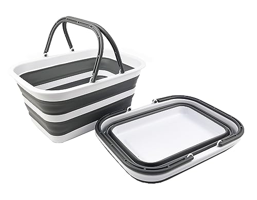 SAMMART, 12L Collapsible Tub with Handle, Portable Outdoor Picnic Basket/Crater, Foldable Shopping Bag - Image 2
