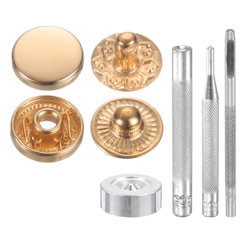 Boutons pression en laiton 10mm sourcing map avec outils pour manteau et sac x24