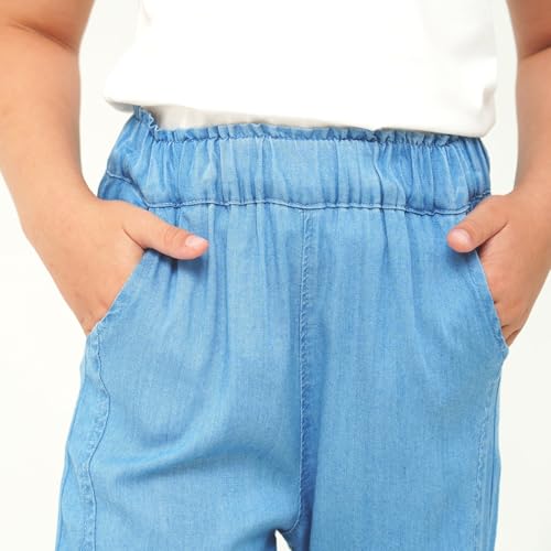 Image of Girls Pants with Pockets Pull On Lightweight Bell Bottoms Straight Leg Baggy Jeans for Girls Flare School Pants
