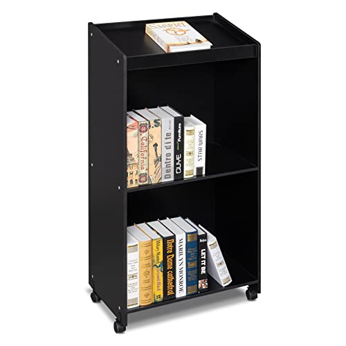 VINGLI 46.5H Portable Podium Stand Mobile Lectern with Storage Compartments Portable Podium Stand for Churches Reception Desk Checkout Stand for Meeting Room Auditorium Classroom and Reception