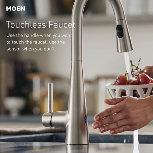 Image of Moen Arbor Spot Resist Stainless Motionsense Wave Sensor Touchless One-Handle Single Hole Kitchen Sink Faucet, 7594EWSRS