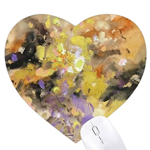 Tapis de souris en forme de coeur automne fleurs peint art bureau
