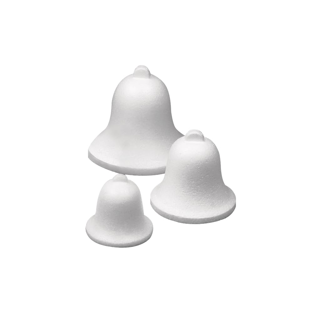 Polystyrene Bells, 160mm/16cm, Set of 2, White Styrofoam Foam for DIY Crafts Christmas Tree Baubles, Hanging Pendants