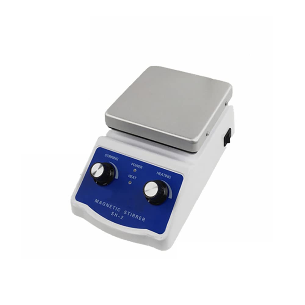 Heizplatte Magnetrührer, Rühren Mischen und Erhitzen,mit Magnetrührstäbe, Zwei Bedienelemente, 1 Rührstab, Rührmenge 500ML, 380°C, 180W SH-2