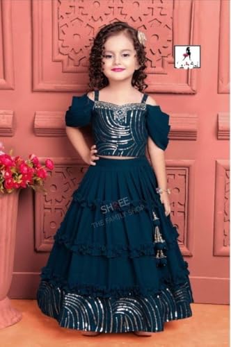 Kid Lehenga Choli, Kid dress, Girl's Lehenga choli, Navratri lehenga, Royal Blue Dress.3