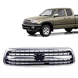 JustDrivably Front Grille Grill Assembly Compatible With Toyota Tundra 2000 2001 2002 Pickup Truck 531000C020 TO1200223 Chrome Shell With Black Insert
