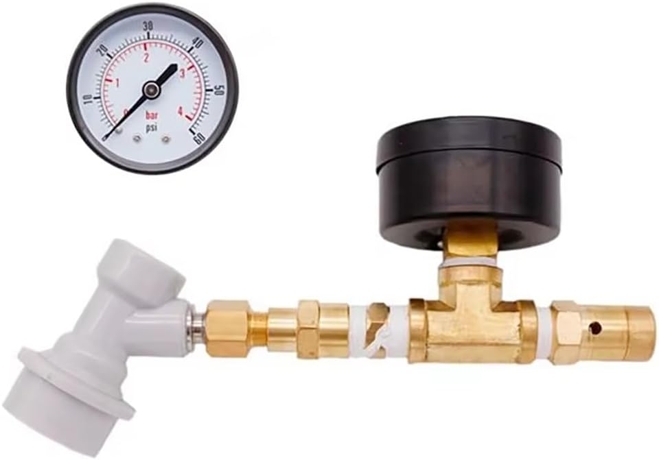Adjustable Pressure Relief Valve Assembly with Pressure Gauge 0-15 Psi/0-60 Psi for Home Brewing and Kegging 1pc(0-60 psi)