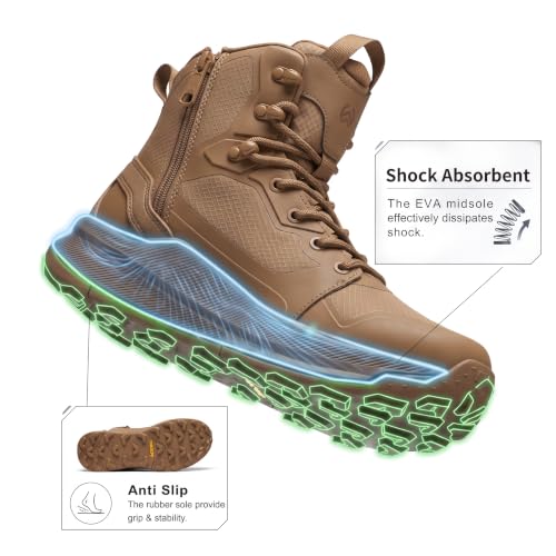 Image of Men's Military Tactical Boots Side Zipper Combat boots Lightweight