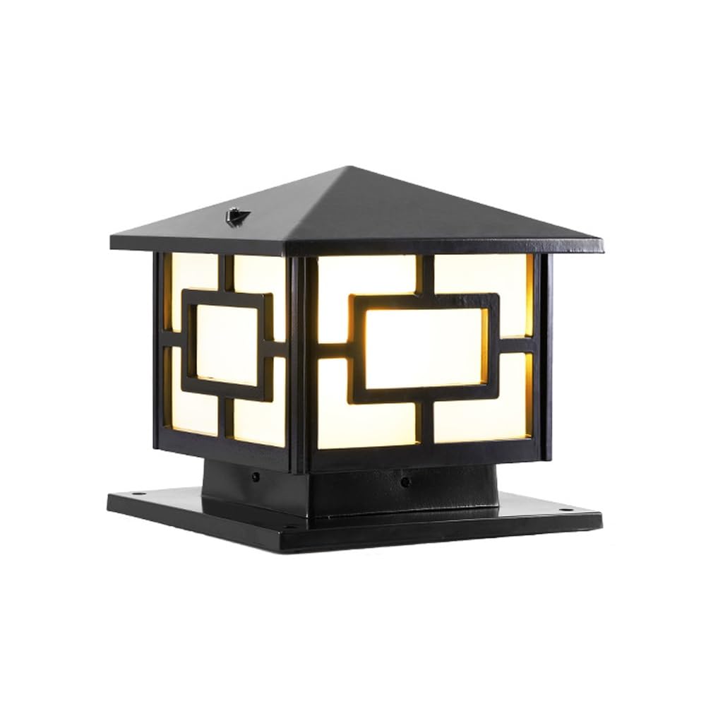GTHTUHFD European Column Lamp, Outdoor Post Cap Lights, Square Deck Fence Street Lighting For Yard Garden Pathway,Black-Width:9.8inch/25cm