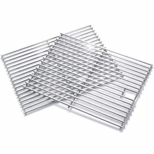 17 Inch Grill Grates for Nexgrill Replacement Parts 4 Burner 720-0830H 720-0830X 720-0888S 720-0783W,2 Pack 304 Stainless Steel Cooking Grates for Homedepot Nexgrill 5 Burner 720-0888N Gas Grill
