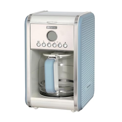 Ariete Vintage Wasserkocher 2877, Retro Elektrischer Wasserkocher mit Sichtbarem Wasserstand, Kabelloser 360°-Sockel, Auto-Abschaltung, Ergonomischer Griff, 1,7 L, Edelstahl, 2000W, Blau