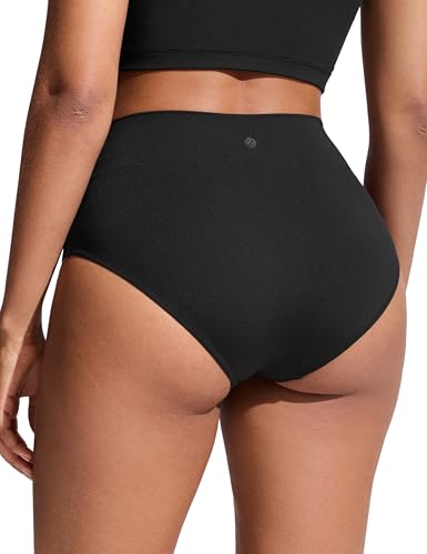 Image of CRZ YOGA V-Shaped High Waited Bikini Bottoms | Mid Cut Leg, Medium Bum Coverage, Cross Front, Swim, Bathing Suit Briefs for Women