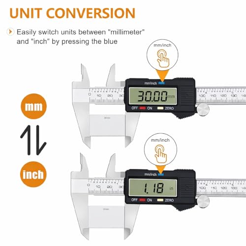Image of Waterproof Digital Vernier Caliper - Stainless Steel Electronic Measuring Tool (0-150mm / 0-6 Inch) with LCD Display, Inch /MM Conversion, IP54 Protection(a-150mm)