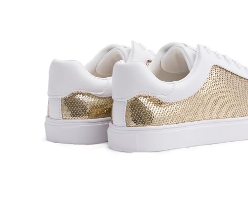 Image of FEVERSOLE Women's Fashion Sparkle Sequin Embellished Sneaker Party Holiday Casual Shoes