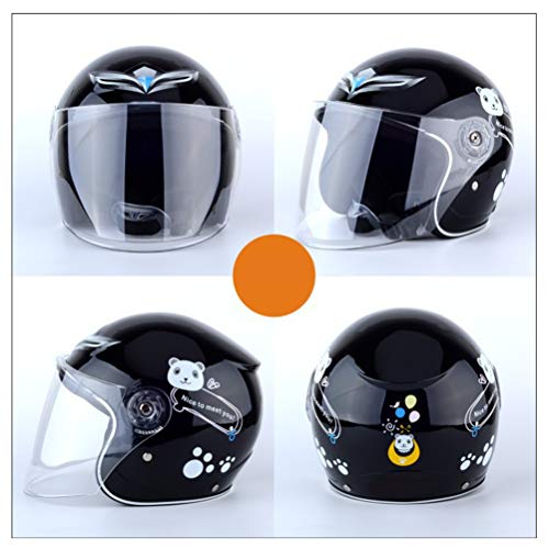 Kinder Fahrradhelm, Kinder motorradhelm,Jungen Mädchen Warmer Winddichter Motorradhelm, Skateboardhelme Fahrrad Laufrad Scooter Mädchen Jungen Kinder für Kopfumfang 51–56 cm(Schwarz)