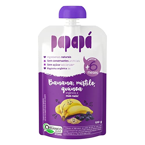 12x Papinha Papapá Orgânica Banana Mirtilo Quinoa 100g
