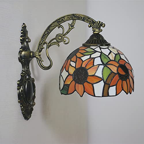 Luminaire Tiffany applique murale vitrail tournesol décoration restaurant café cuisine rétro