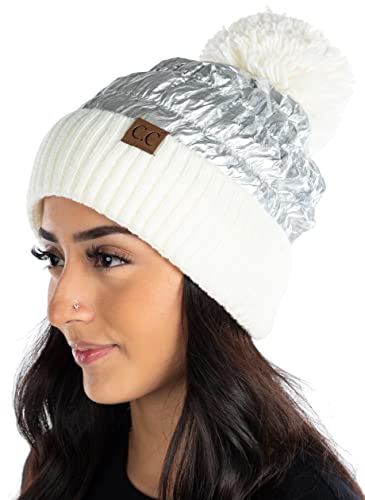 Funky Junque Women's Puffer Down Beanie - Ivory