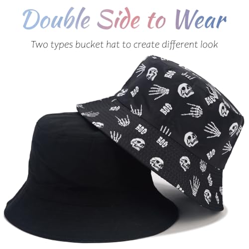 Image of Reversible Bucket Hat for Women Summer Travel Fisherman Cap, Girls Cute Double Side Wear Bucket Cap