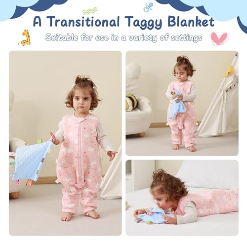 Image of ZIGJOY Baby Tag Security Blanket, Soft Lovies for Babies, Baby Comforter,10 inchX10 inch, Blue