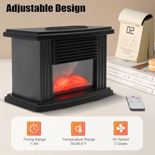 Electric Fireplace Heater, 1000W Mini Smart Portable Fireplace Infrared Fireplace Stove with 3D Flame Effect for Home Office Bedroom, Easy Operate - Image 4