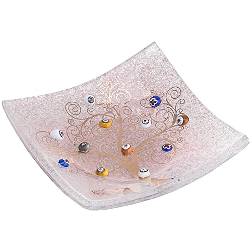 Murano Glass Decorative Dish, Handcrafted Decorative Bowls for Home Decor, Centerpiece Tray, Key Bowl, Gift Decor Tray for Entryway Table, Living Room, Dining Room 3.5
