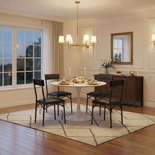Image of Garvee Dining Chairs Set of 2, Comfy Dining Room Chairs with Padded Seat and Backrest, Upholstered Kitchen Chairs with Metal Legs for Kitchen and Dining Room
