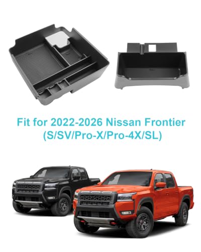 Image of CDEFG 2Pcs for 2022-2026 Nissan Frontier Center Console Organizer Tray | for 2022-2025 2026 Nissan Frontier (S /SV /Pro-X /Pro-4X /SL) Accessories Middle Console Tray & Armrest Hanging Storage Box
